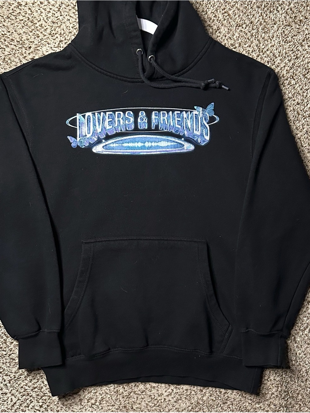 Black "Lovers & Friends" 2023 music festival Graphic Hoodie